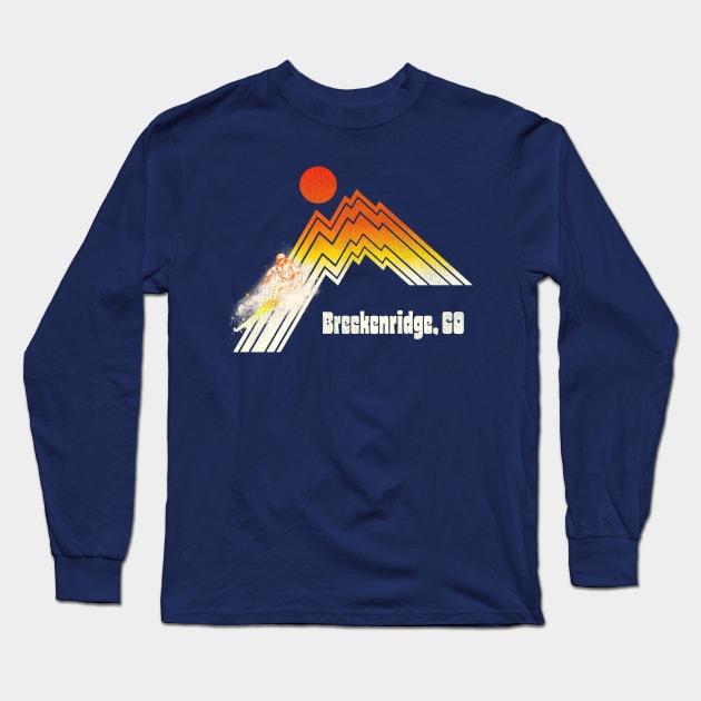 Breckenridge Colorado 70s/80s Retro Souvenir Style Skiing Long Sleeve T-Shirt by darklordpug